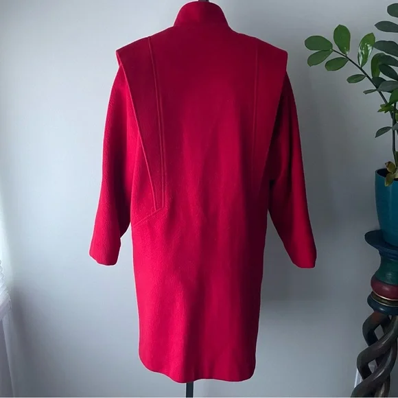 Vintage Ruby Red Women's Cape Coat - Picture 4 of 12